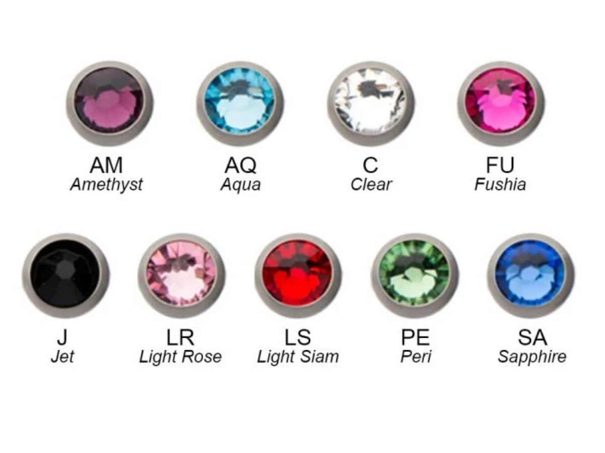 Round bezel-set gem color options