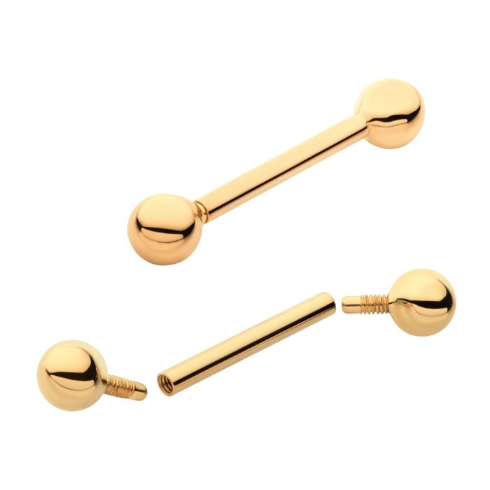 14Kt Yellow Gold Internally Threaded Barbells