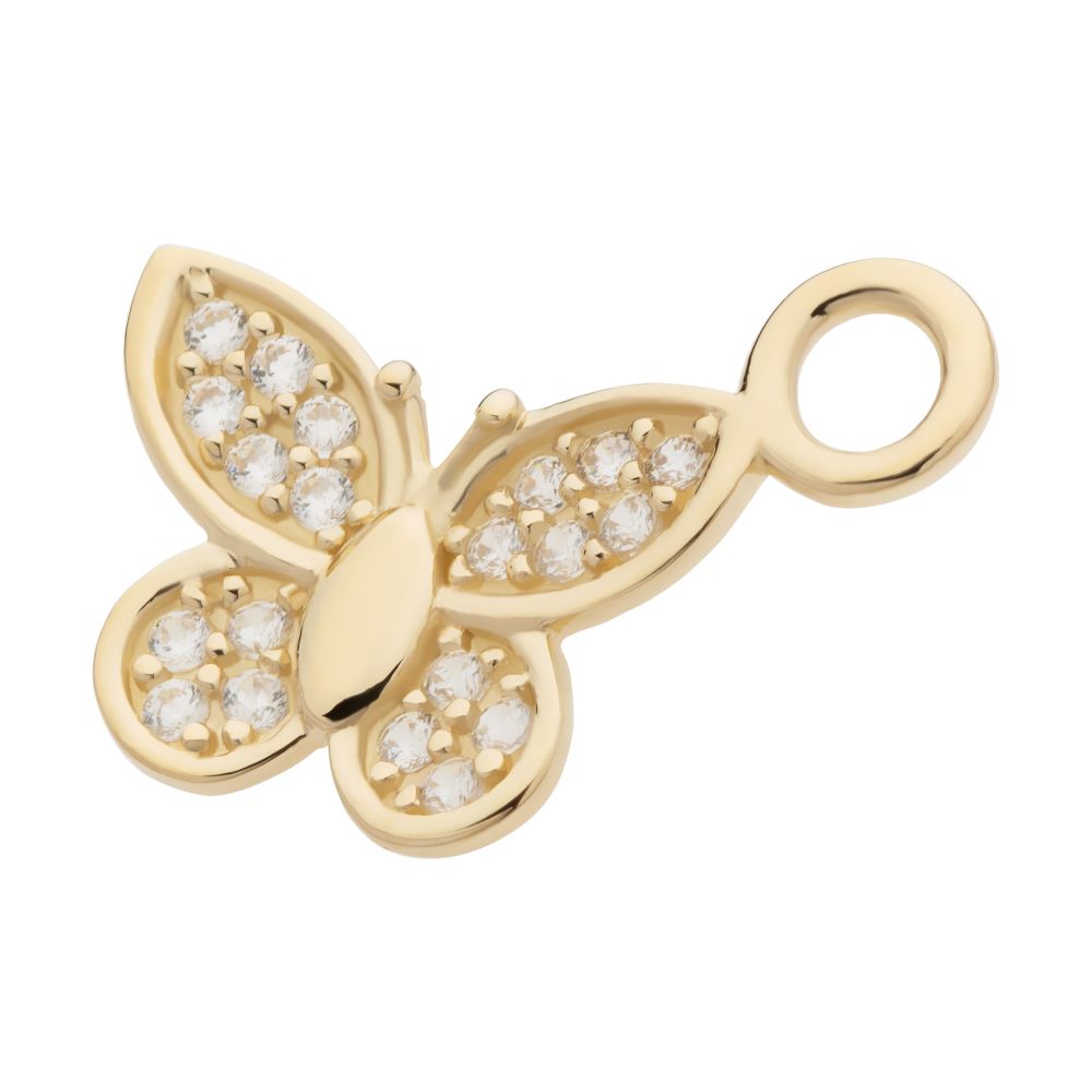 14Kt Yellow Gold Butterfly with Pave Set CZ Charm