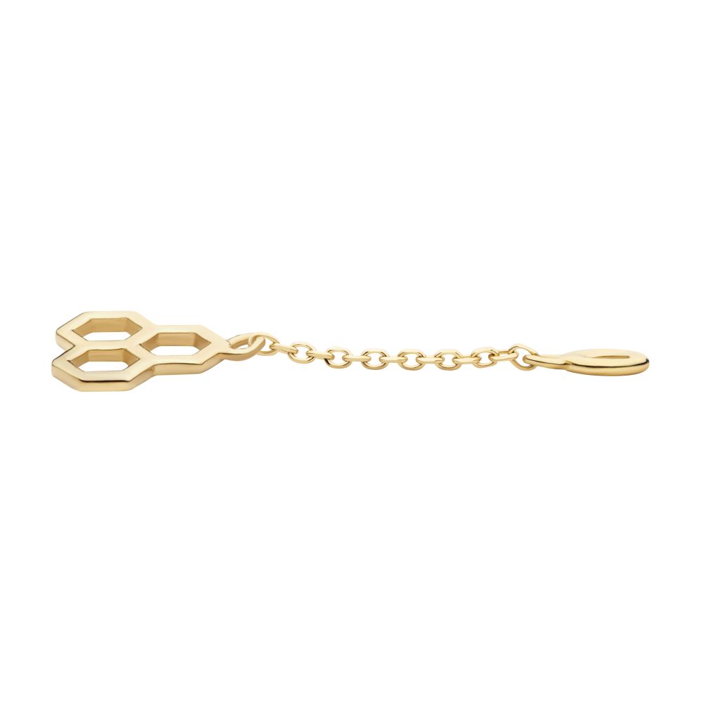 14Kt Yellow Gold Honeycomb Dangle Charm with 10mm Chain