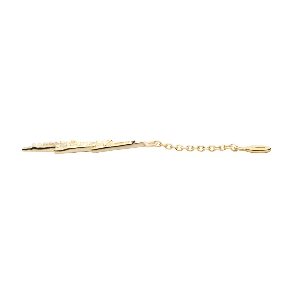 14Kt Yellow Gold Pave Set Round CZ Lightning Bolt Dangle Charm with 10mm Chain