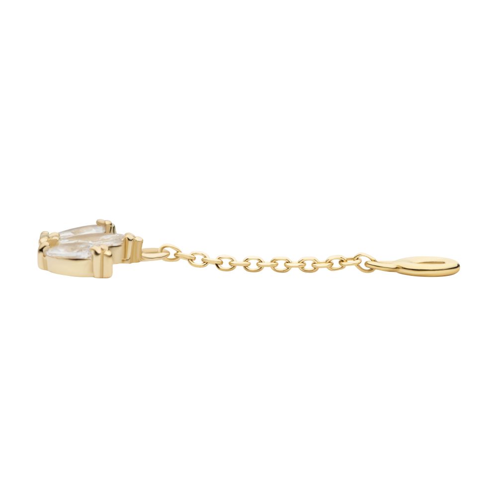 14Kt Yellow Gold 3-Cluster Marquise CZ Dangle Charm with 10mm Chain