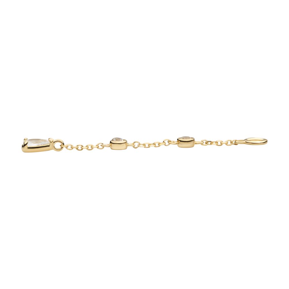 14Kt Yellow Gold Round & Teardrop Shape CZ 3-Tier Dangle Charm with Chains