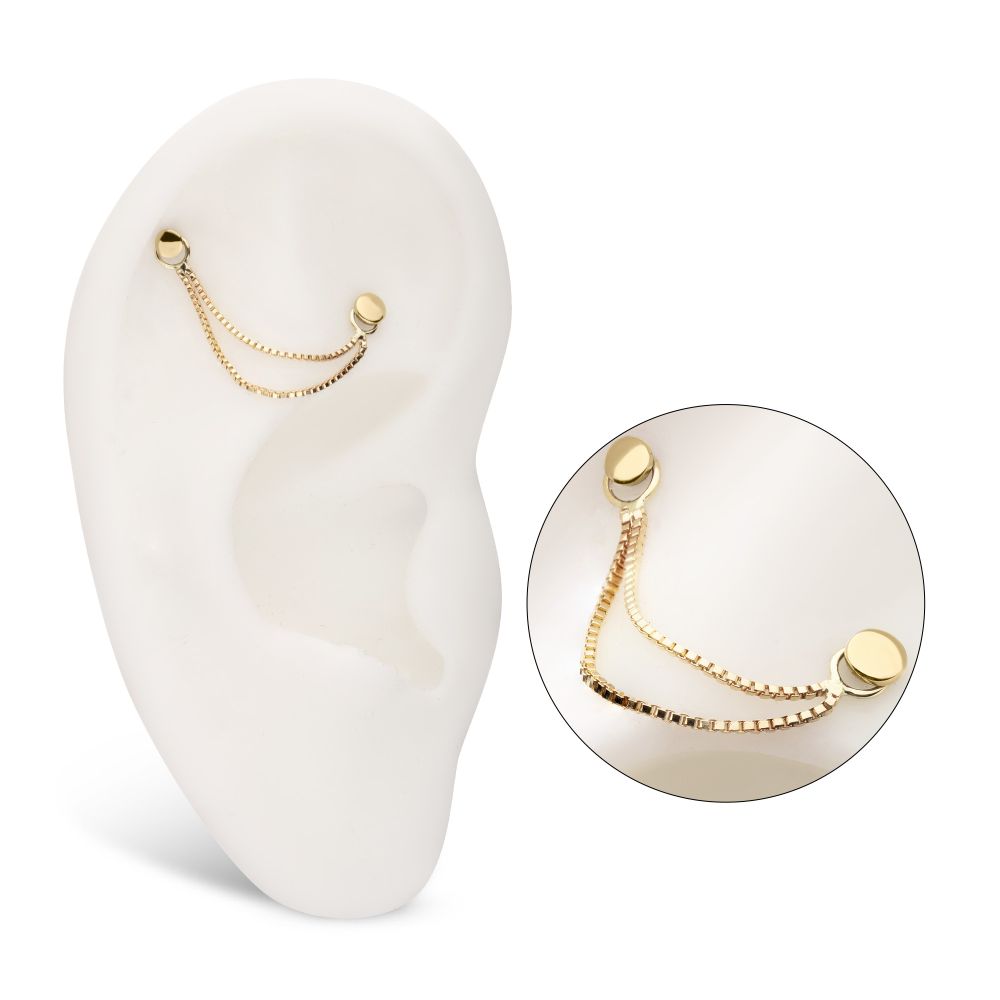 14Kt Yellow Gold 2- Tier Box Chain with Rings