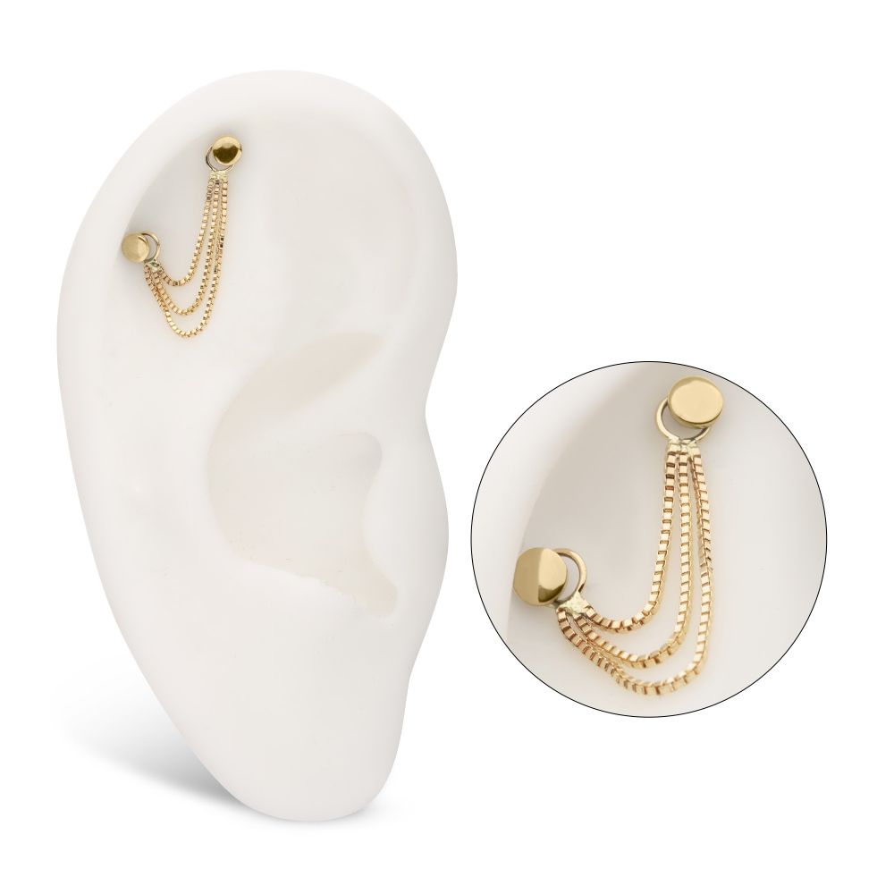 14Kt Yellow Gold 3- Tier Box Chain with Rings