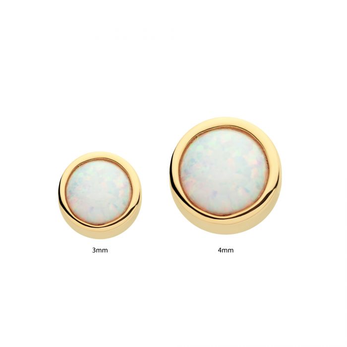 14Kt Yellow Gold Bezel Set White Opal Dimple Bead