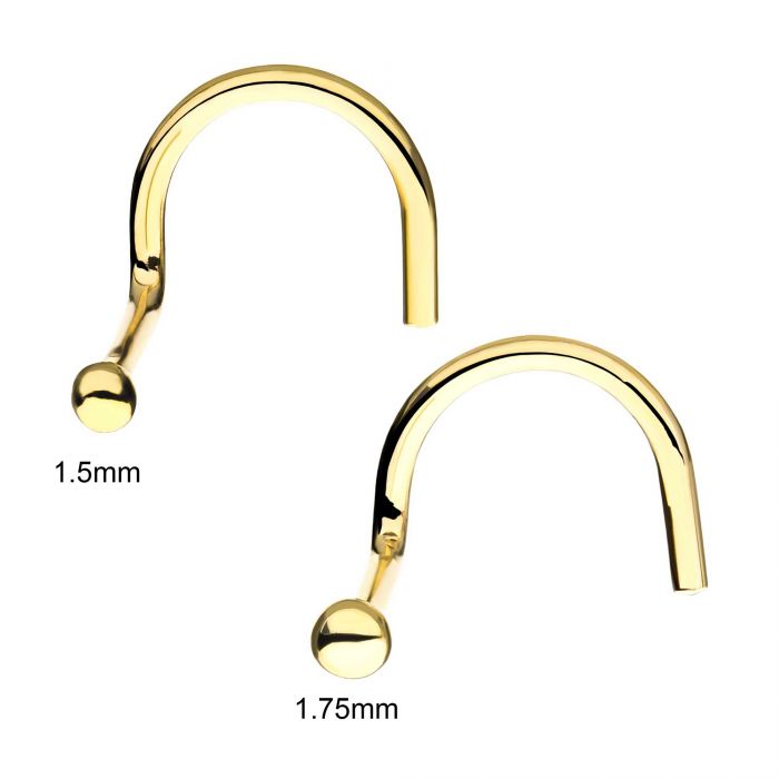 14kt Yellow Gold Nose Screw Ball Top