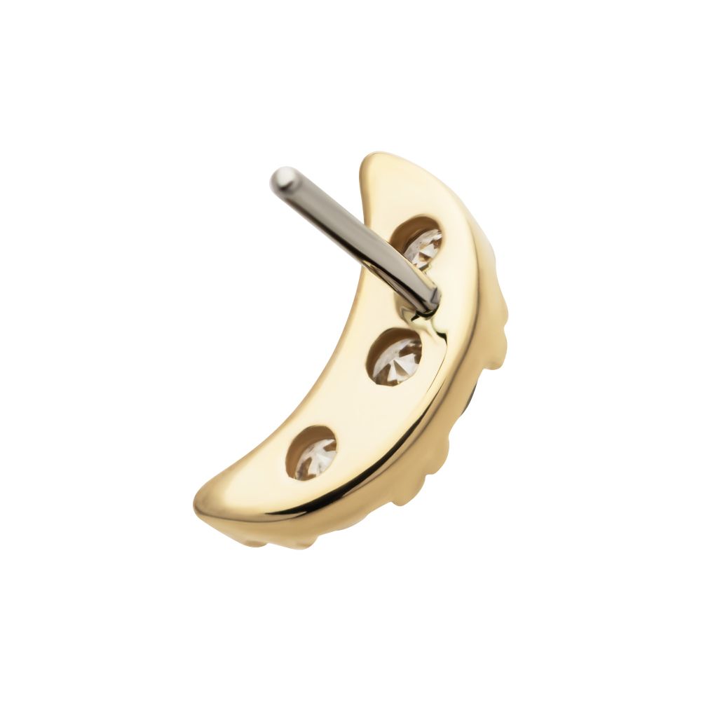14kt Gold Threadless Crescent Moon Top with Pave Set 3 Round Lab-Grown Diamonds