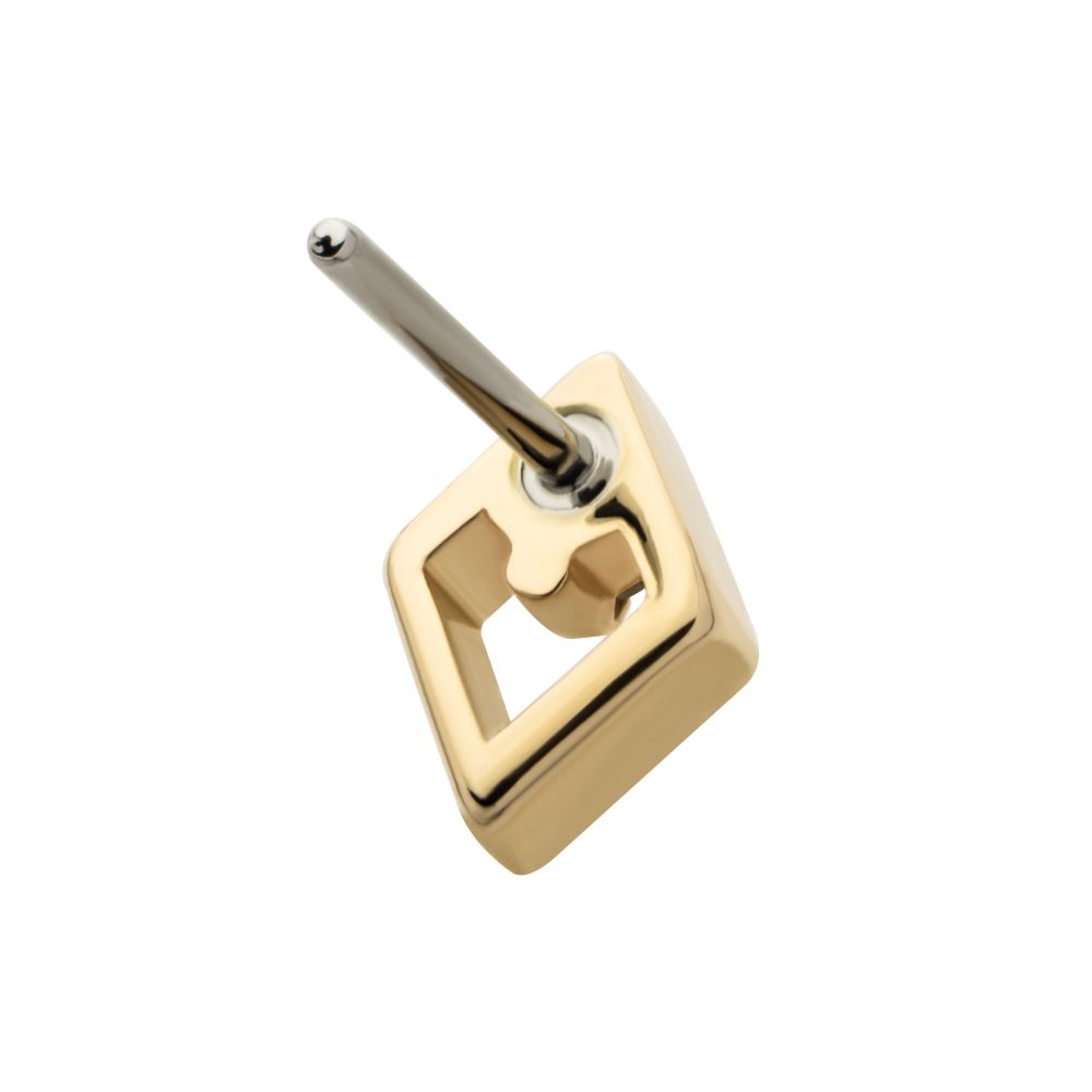 14Kt Gold Threadless Cut Out Rhombus Shape Top with Prong Set Round Lab-Grown Rhombus