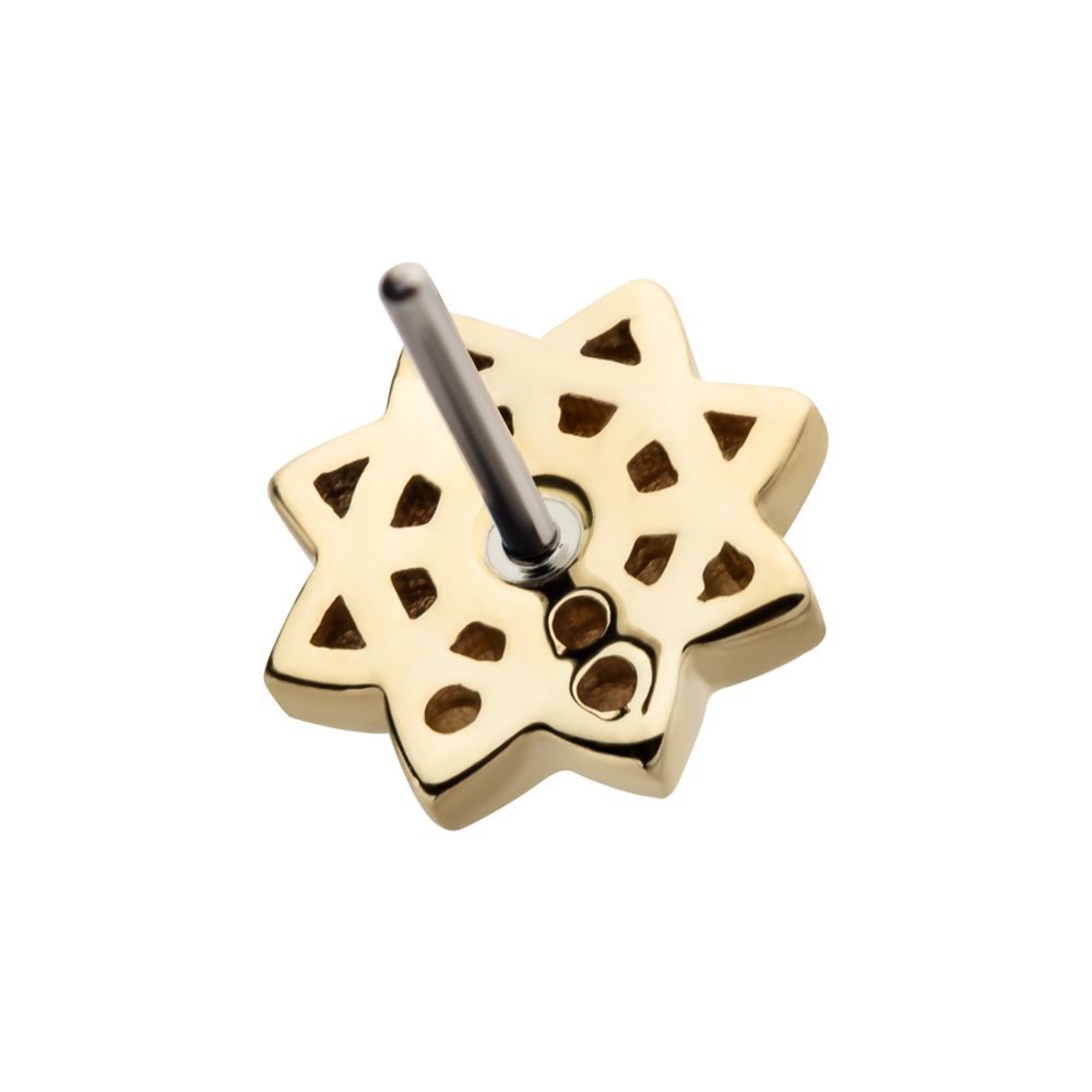 14kt Yellow Gold Threadless Mandala Flower Top with Center Bezel Set Round Lab-Grown Diamond