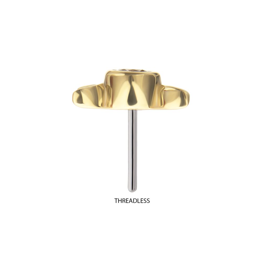 14Kt Yellow Gold Threadless Triple Moon Phase Top with Bezel Lab-Grown Diamond