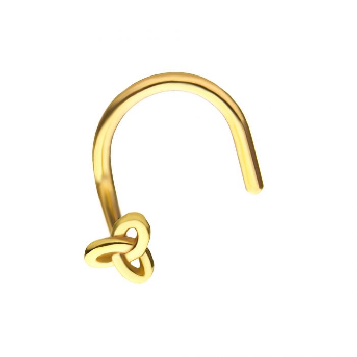 14Kt Yellow Gold Trinity Knot Nose Screw