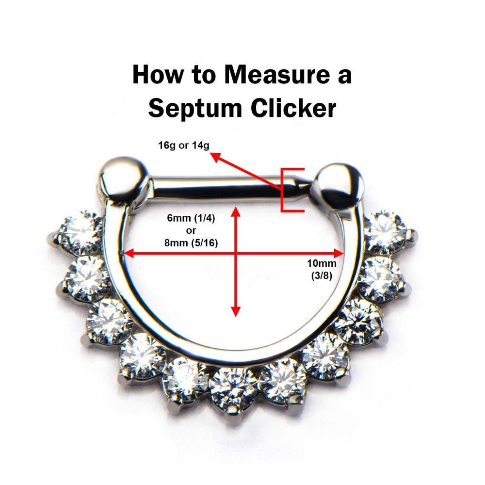 14kt-Yellow Gold 11 Prong Set 2mm Clear CZ Gems Septum Clicker