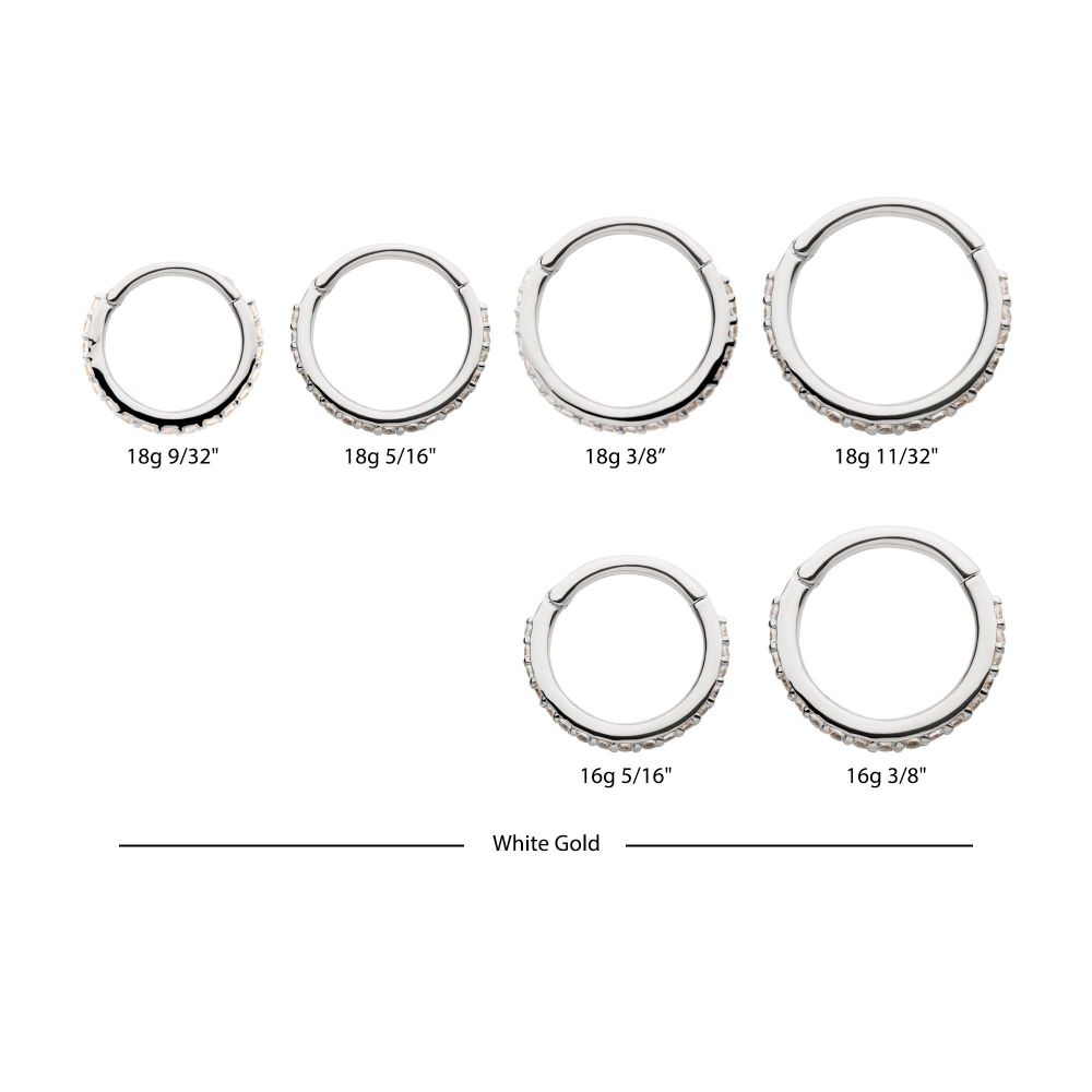 14Kt Gold Prong Set 1mm Eternity Round Gem Side Facing Hinged Segment Clicker