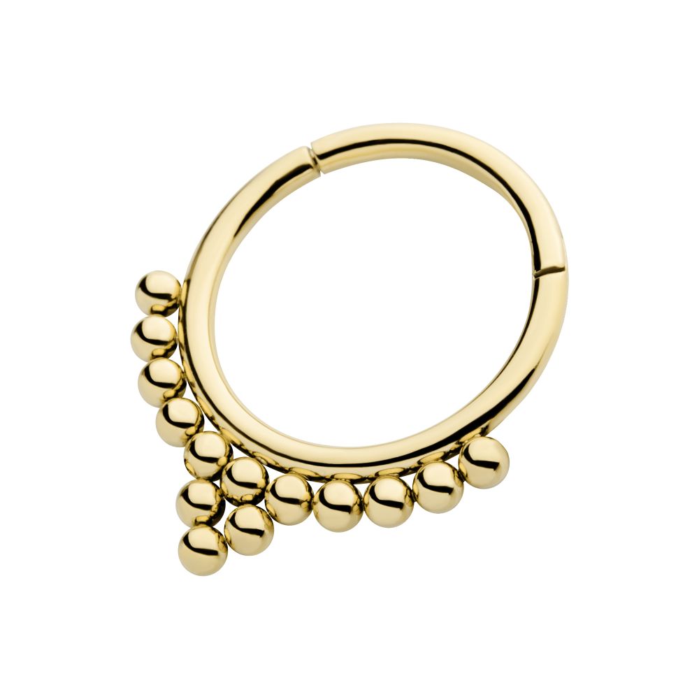 14Kt Yellow Gold 14 Bead Cluster Front Facing Hinged Segment Clicker
