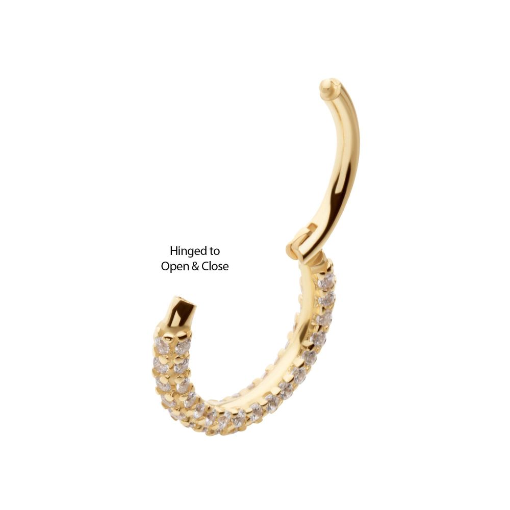 14Kt Gold 3 Row Prong Set Gem Hinged Segment Clicker