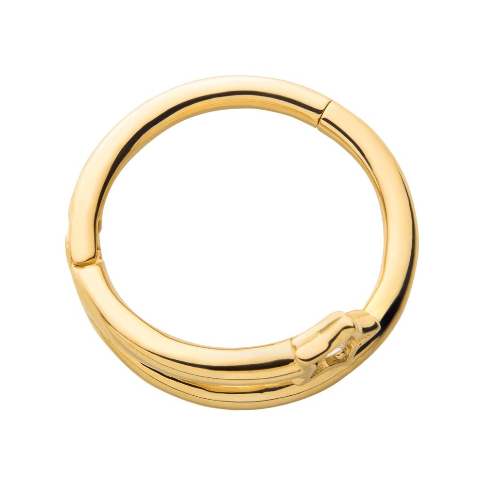 14Kt Yellow Gold with Clear CZ Star Side Facing Hinged Segment Clicker