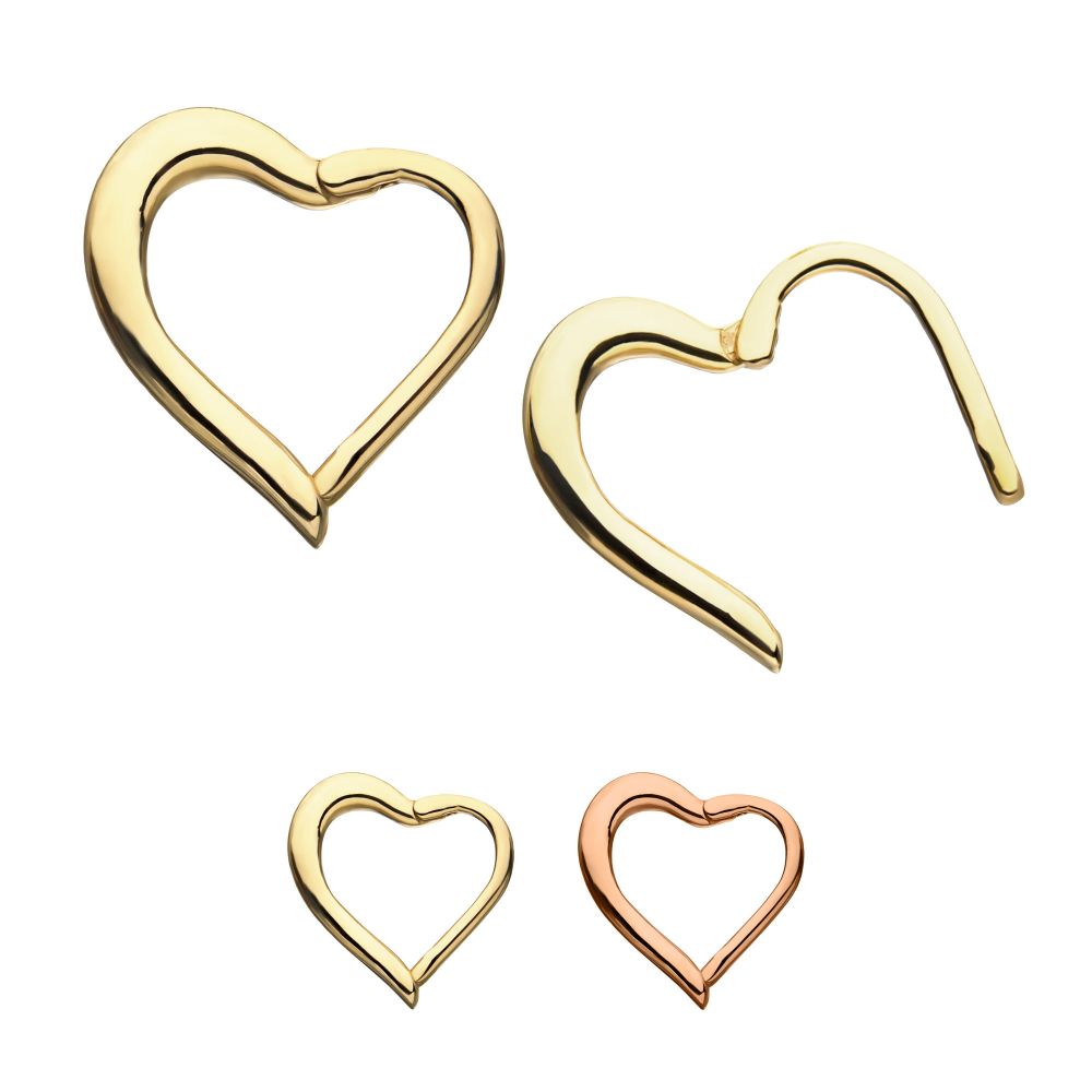 14kt Gold Right Heart Shape Front Facing Hinged Segment Ring
