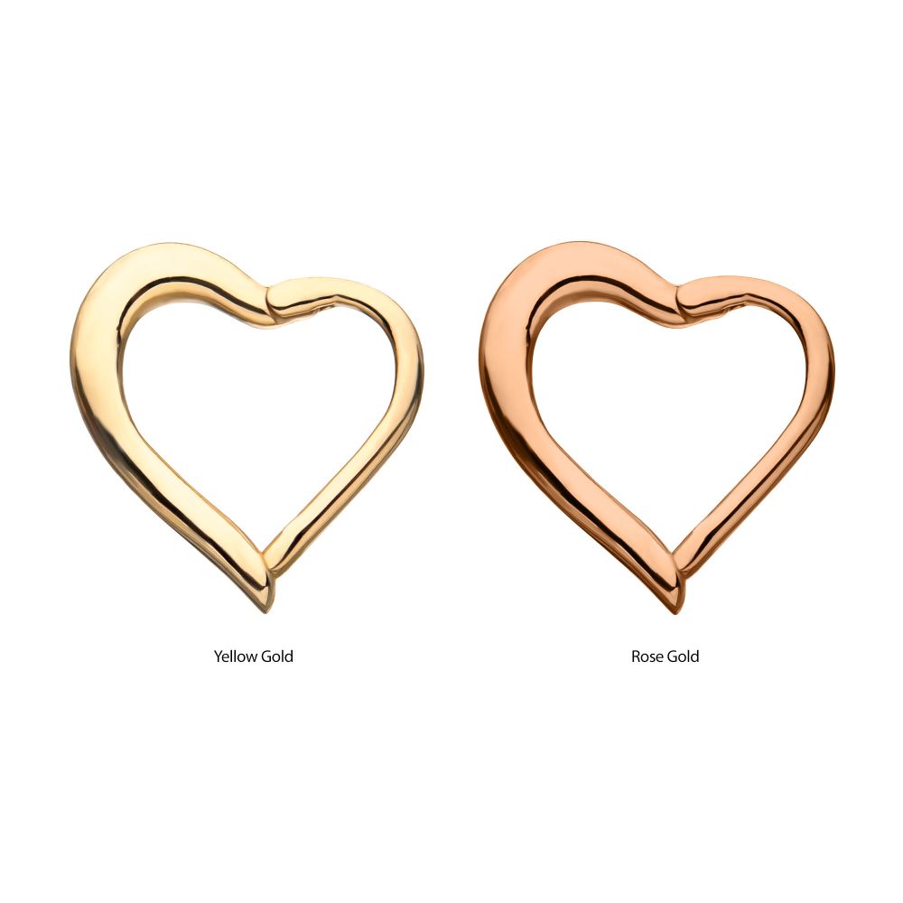 14kt Gold Right Heart Shape Front Facing Hinged Segment Ring