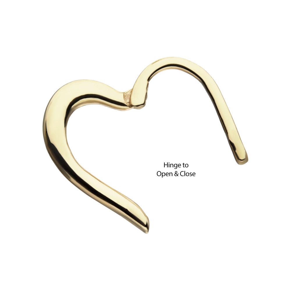 14kt Gold Right Heart Shape Front Facing Hinged Segment Ring