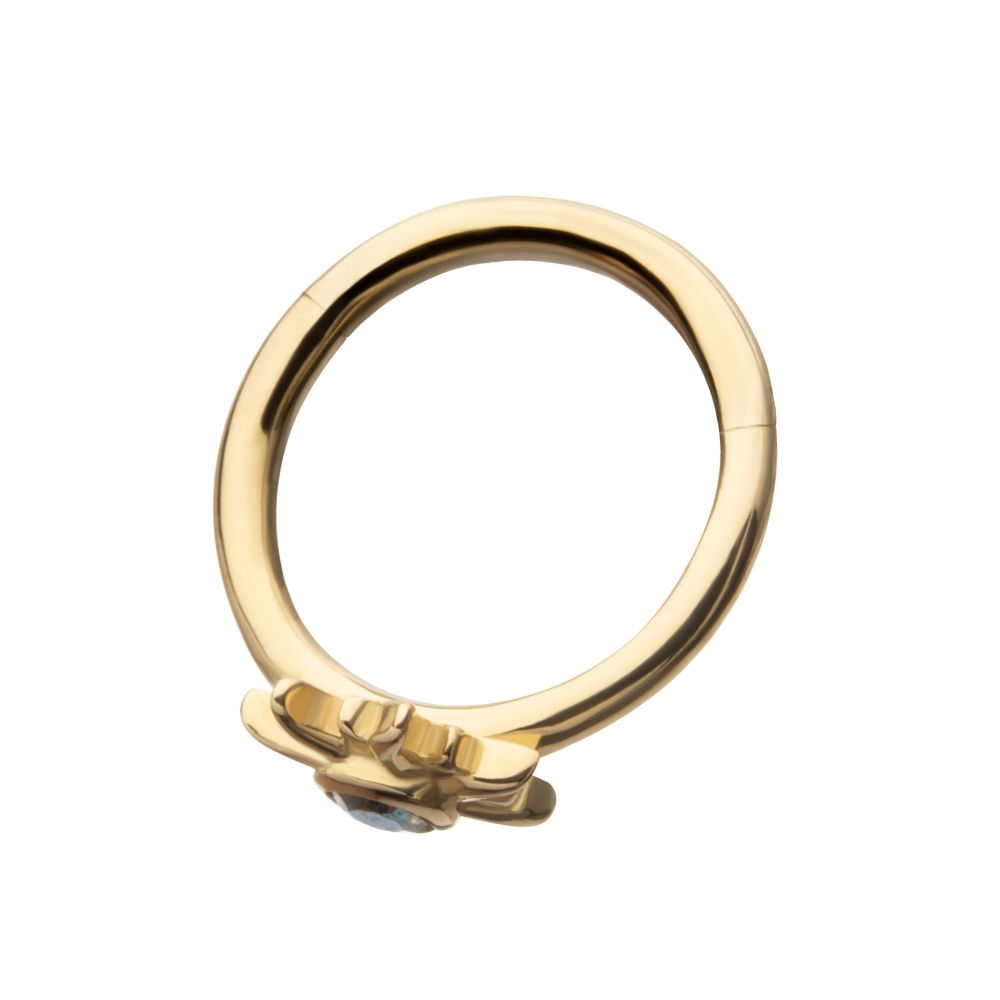 14Kt Yellow Gold Bezel Set 2mm Round Gem Moon Phase Side Facing Hinged Segment Clicker