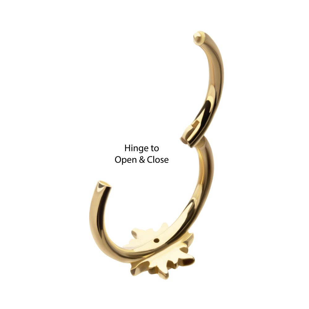 14Kt Yellow Gold Bezel Set 2mm Round Gem Moon Phase Side Facing Hinged Segment Clicker