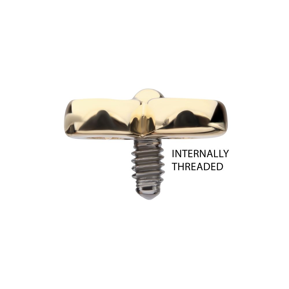 14Kt Yellow Gold Internally Threaded Trinity Bezel Set Gem Top Dermal