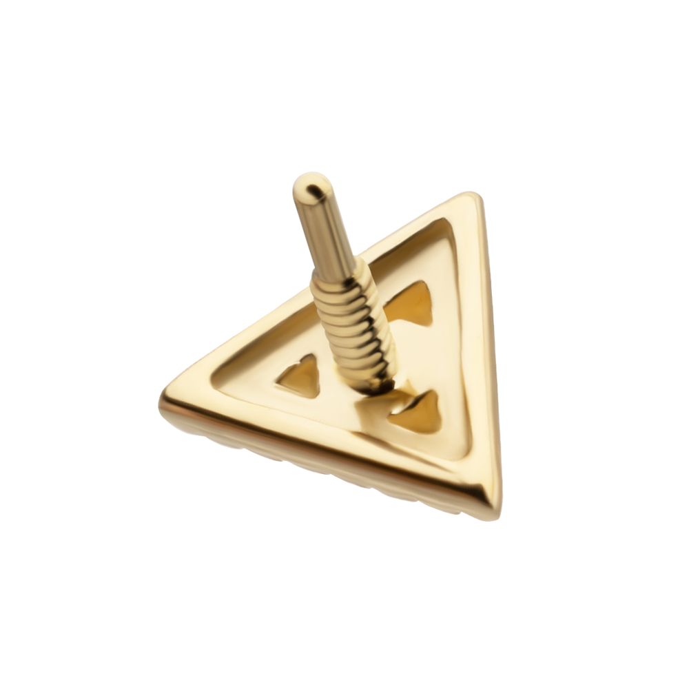 14Kt Yellow Gold M0.8 Internally Threaded Milgrain Edge Corrugated Triangle Top