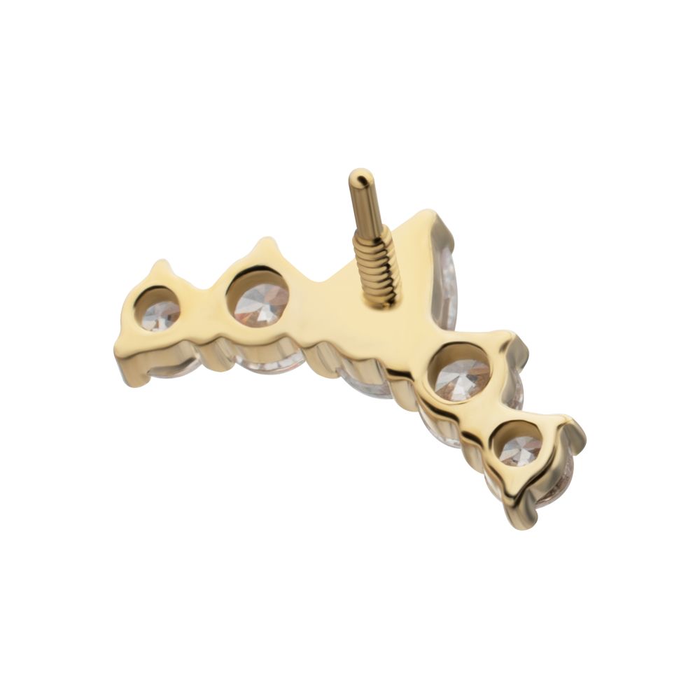 14Kt Yellow Gold M0.8 Internally Threaded Teardrop 5-Cluster Top