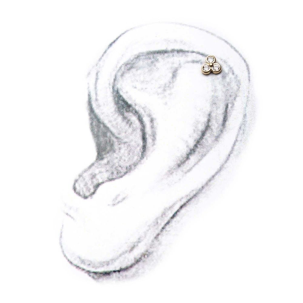 14Kt Yellow Gold Threadless Bezel Round CZ Trinity Top