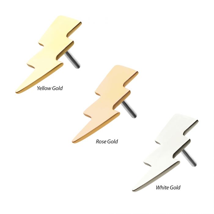14kt Gold Threadless Lightning Bolt Top