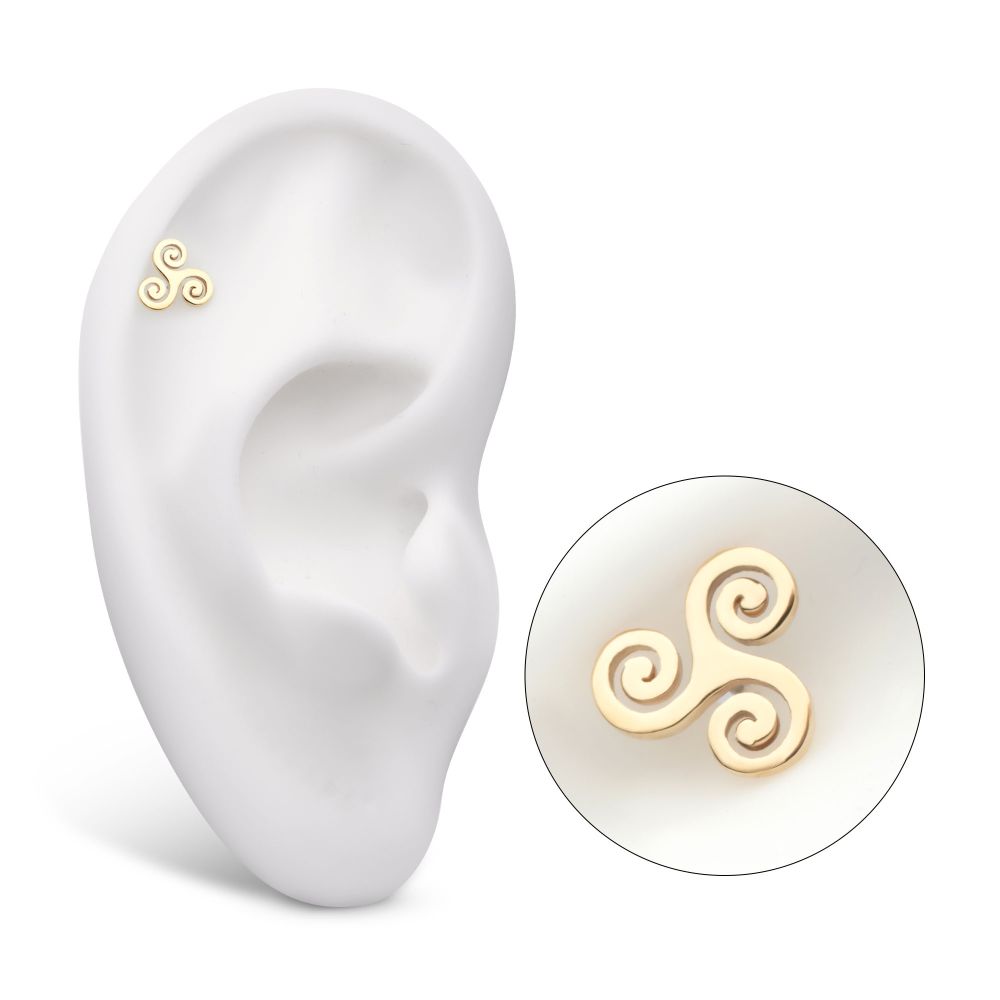 14Kt Yellow Gold Threadless Triskelion Celtic Symbol Top