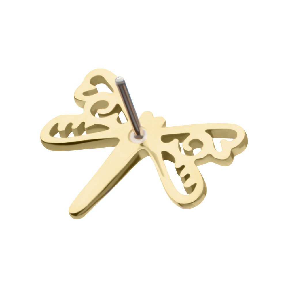 14Kt Yellow Gold Threadless Dragonfly Top