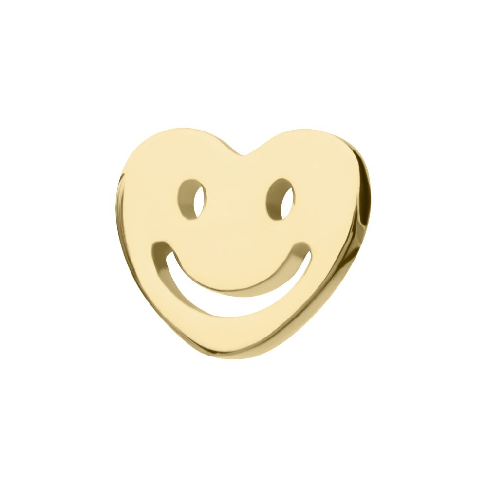 14Kt Yellow Gold Threadless Happy Face Heart Top