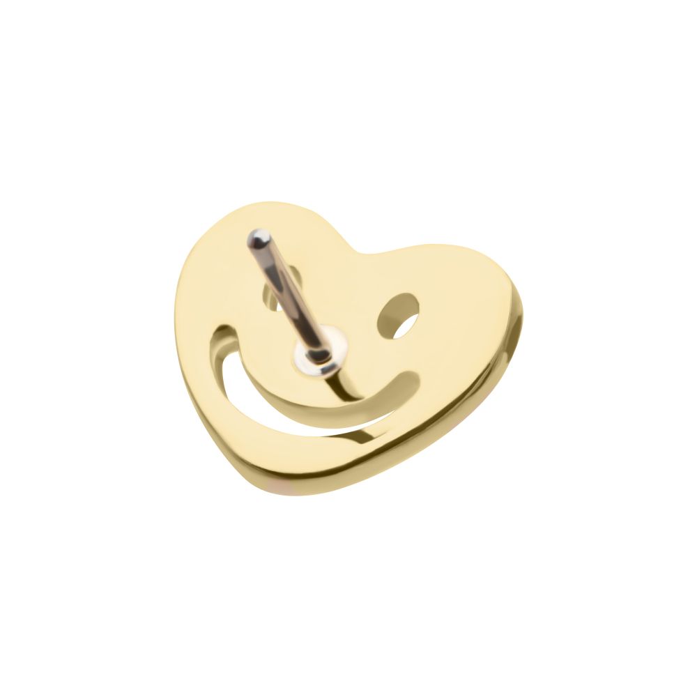14Kt Yellow Gold Threadless Happy Face Heart Top