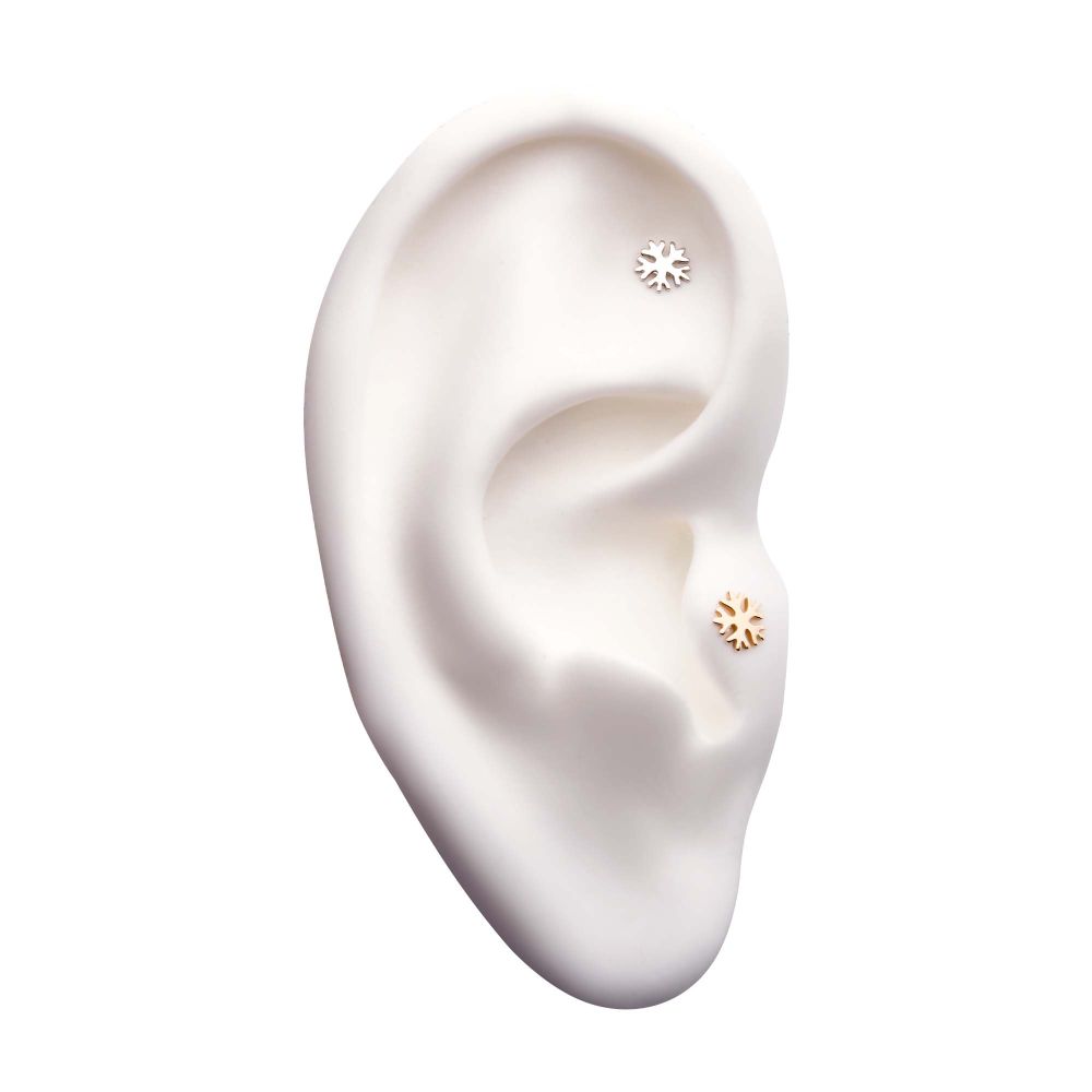 14Kt Gold Threadless with Snowflake Top