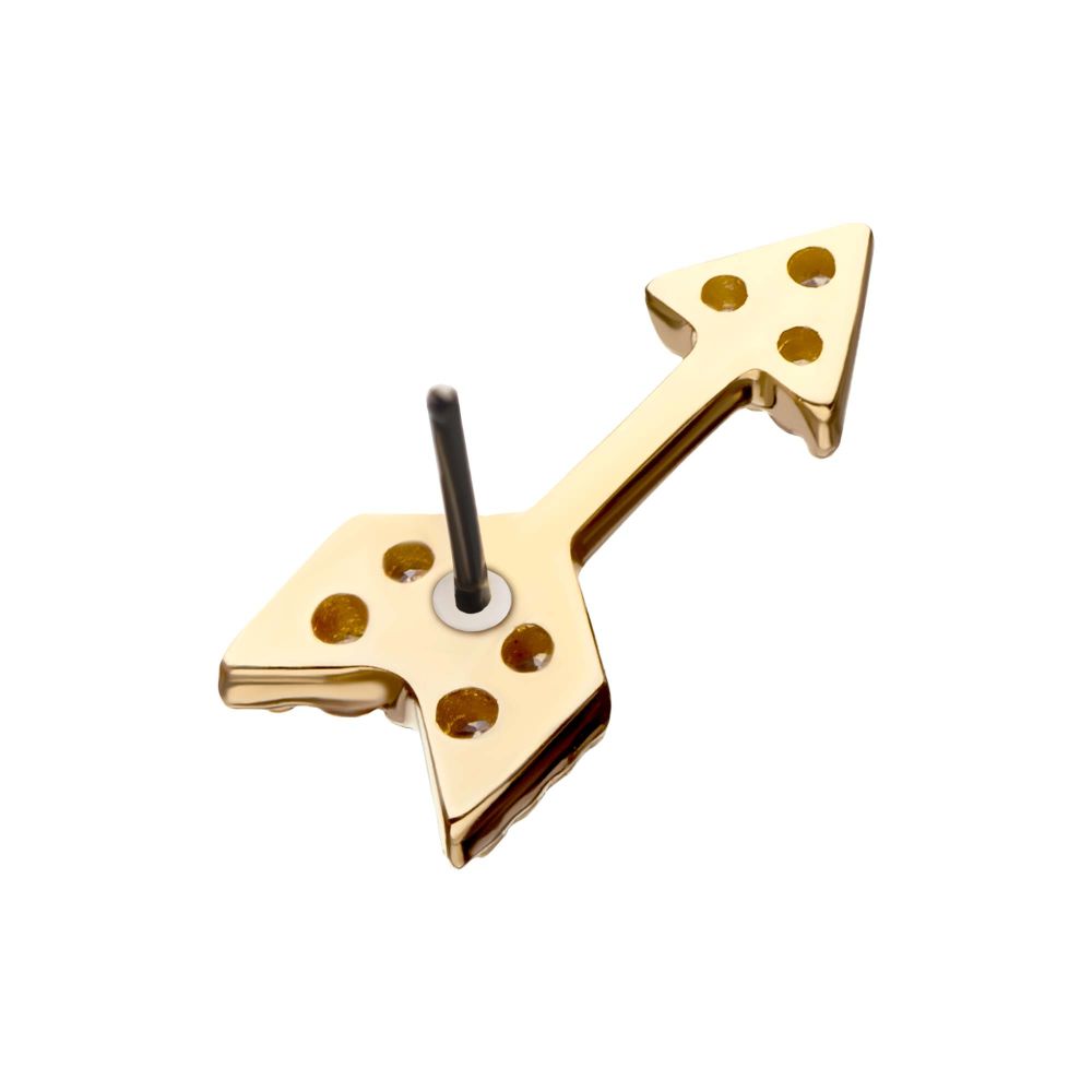 14Kt Yellow Gold Threadless with Multi-Clear Gem Arrow Top