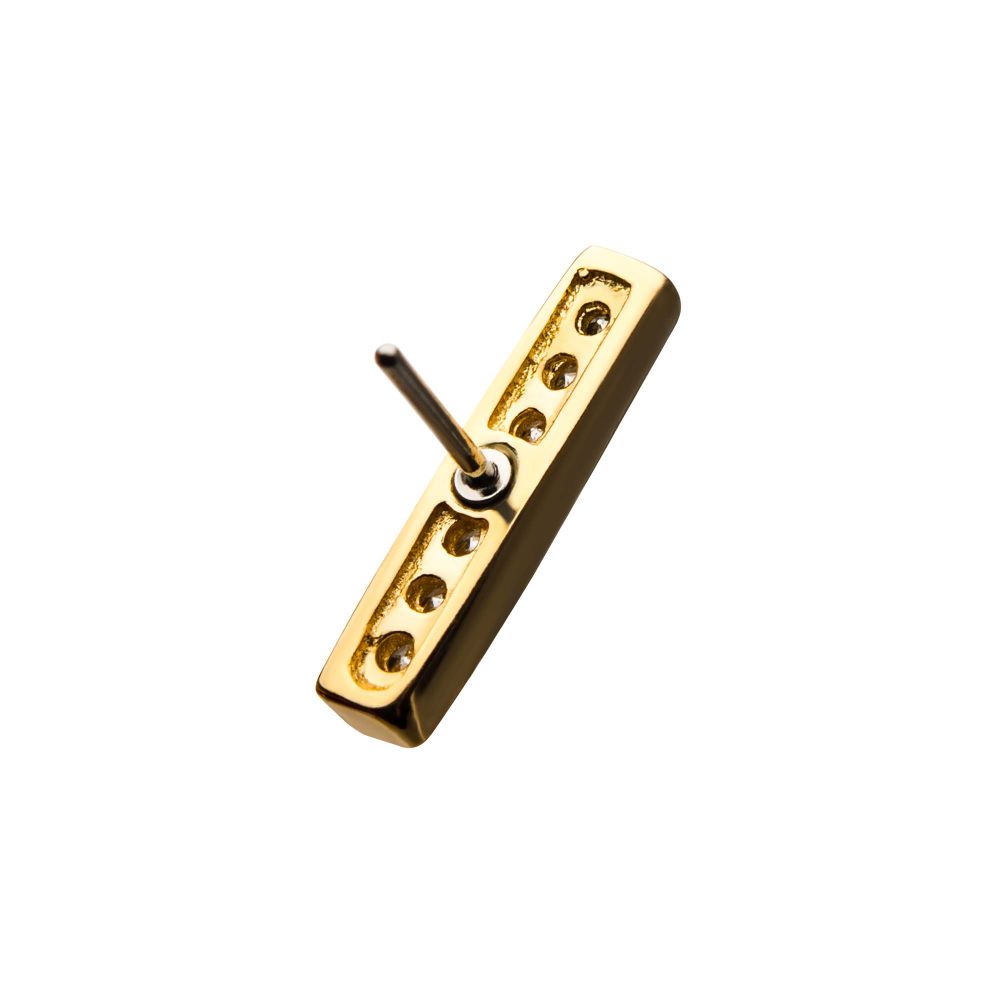 14kt Yellow Gold Threadless 9mm 7-Clear Gem Panel Top