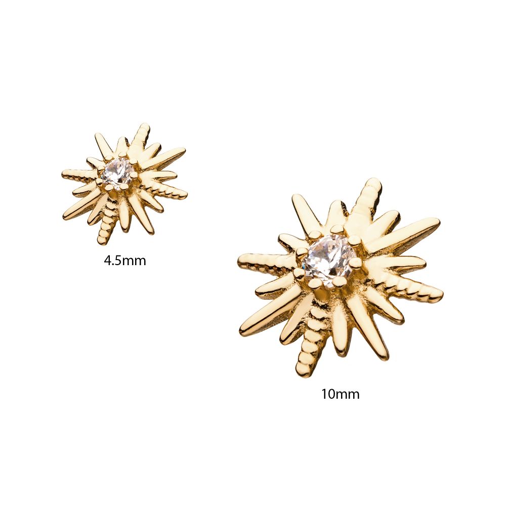 14Kt Yellow Gold Threadless with Star Clear CZ Top