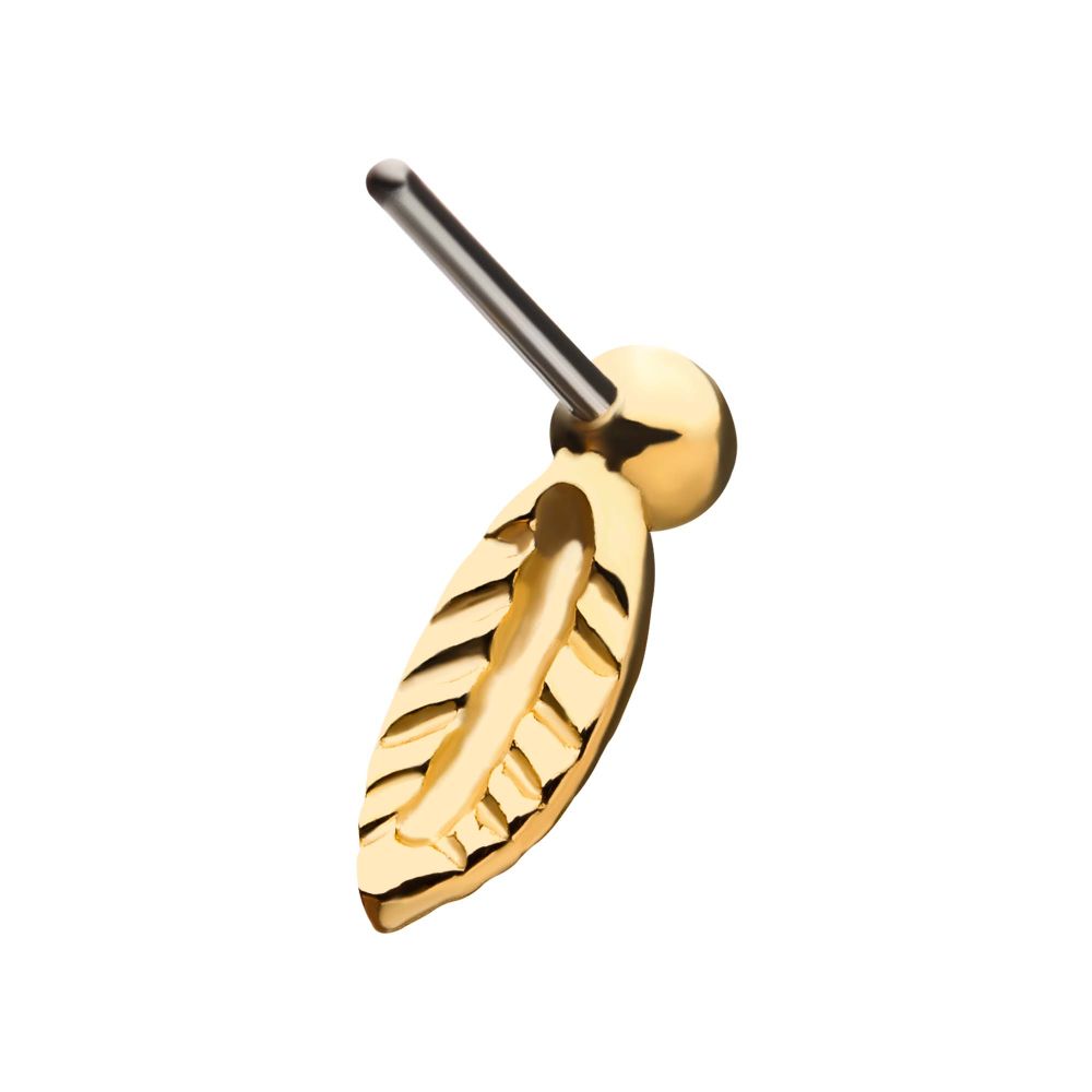 14Kt Yellow Gold Threadless Bezel Set Gem Leaf Top