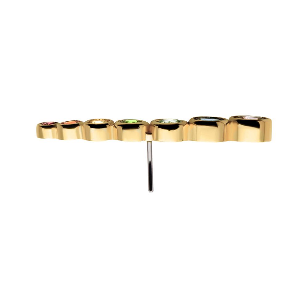 14Kt Yellow Gold Threadless with Bezel Set Rainbow CZ 7-Cluster Top (Right Ear)