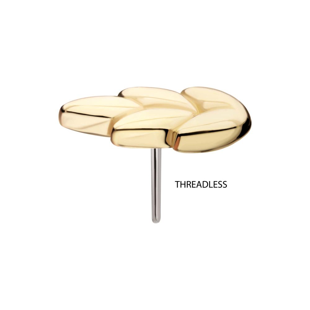 14Kt Gold Threadless Ash Leaf Top