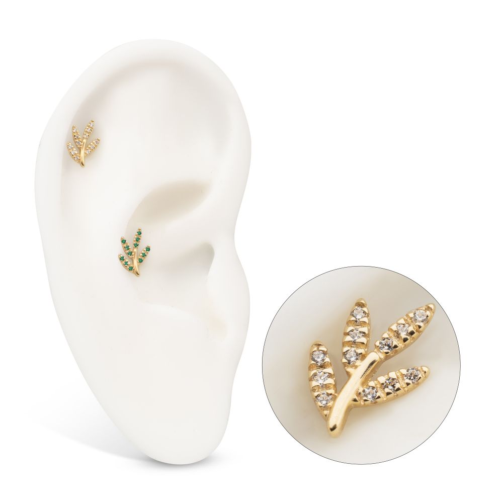 14Kt Yellow Gold Threadless "Golden Flora" Paved Gem Top