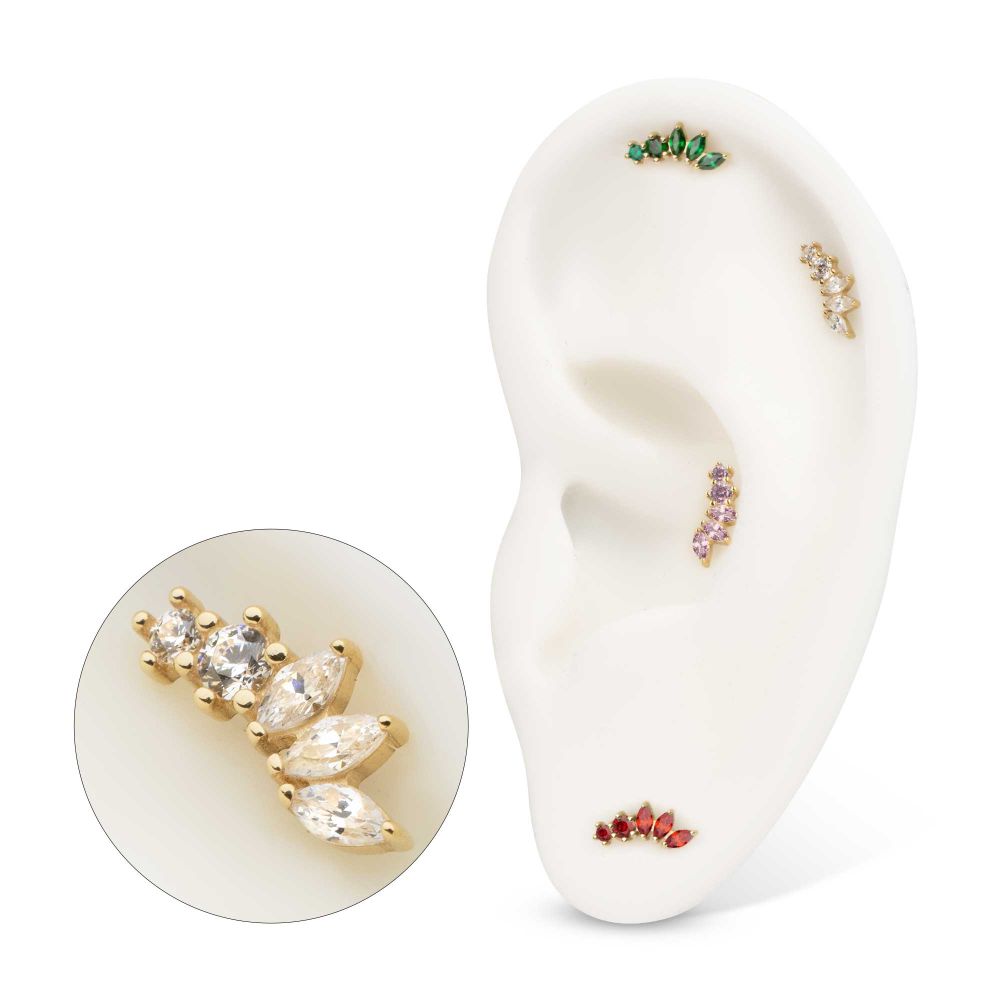 14Kt Yellow Gold Threadless "Marquise Bloom" 5-Cluster Gem Top