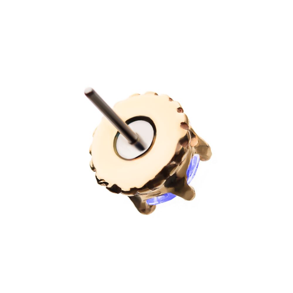 14kt Yellow Gold Threadless Crown Set CZ Gem Top