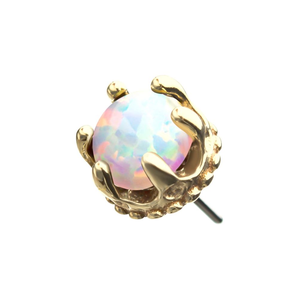 14kt Yellow Gold Threadless Crown Set Opal Top