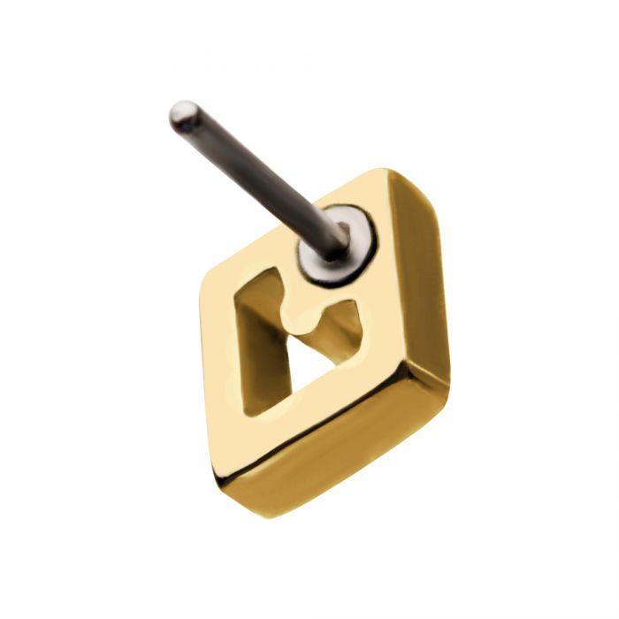 14Kt Gold Threadless Diamond Clear CZ Top