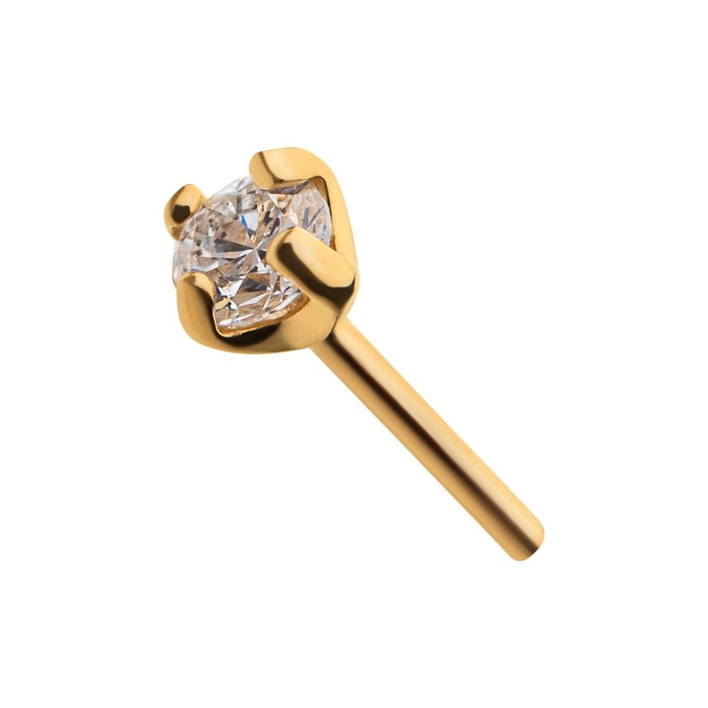14Kt Yellow Gold Threadless with Prong Set Genuine Diamond Top