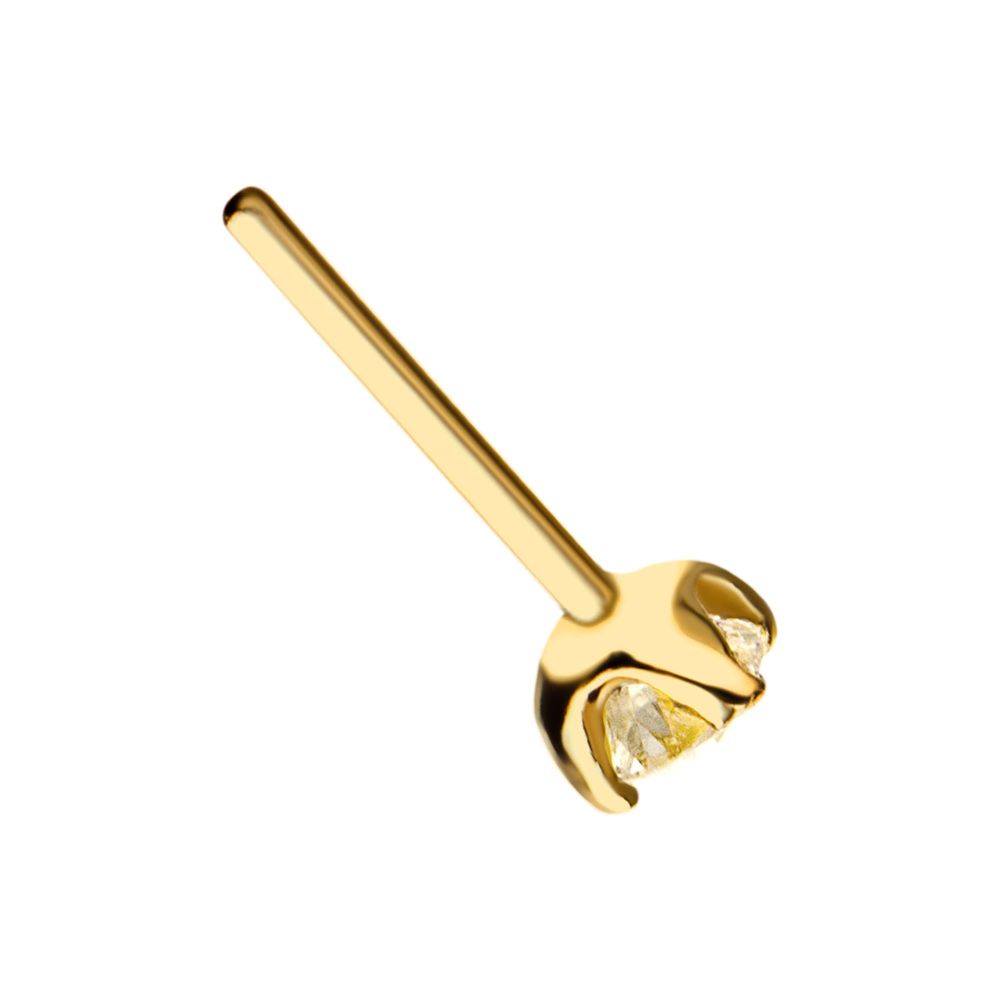 14Kt Yellow Gold Threadless with Prong Set Genuine Diamond Top