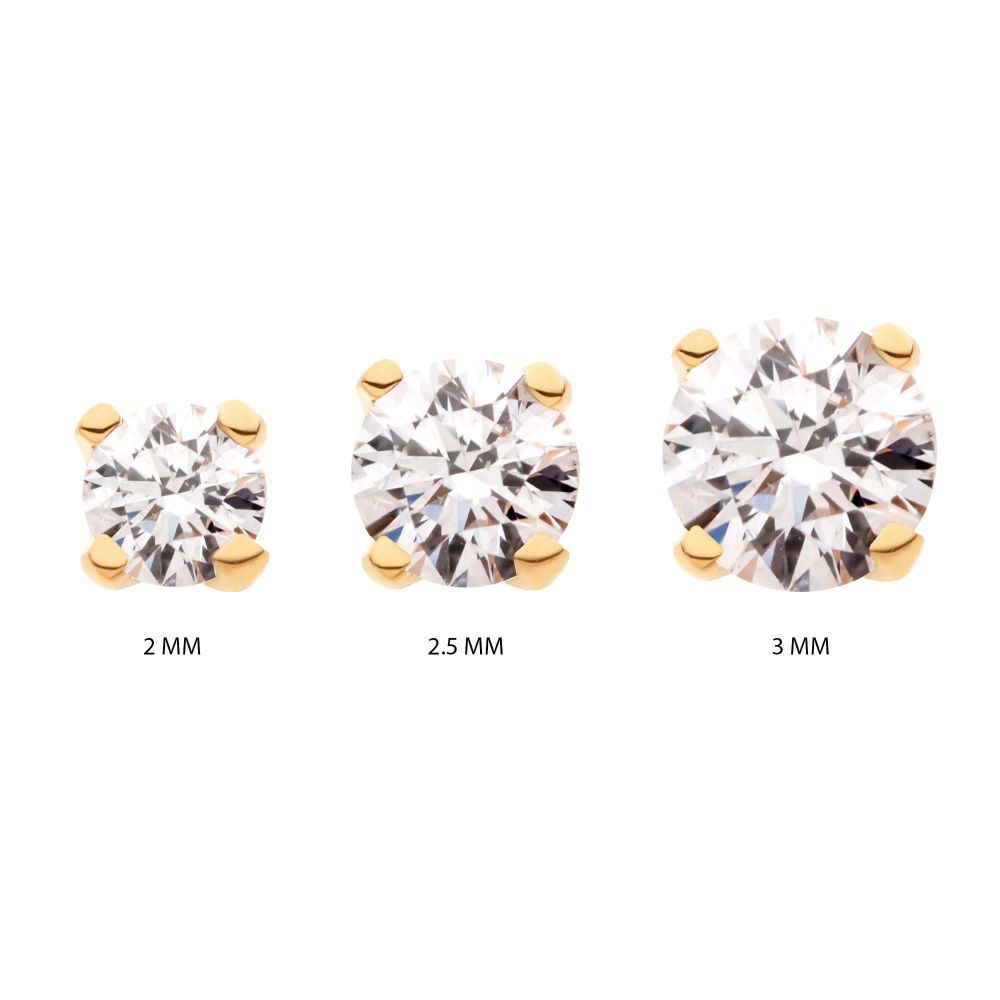 14Kt Yellow Gold Threadless with Prong Set Genuine Round Diamond Top